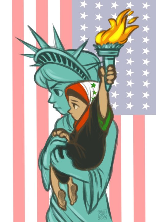 ajplus's tweet image. ”Give me your tired, your poor, your huddled masses…”

Artists show solidarity with Lady Liberty. #NoBanNoWall
