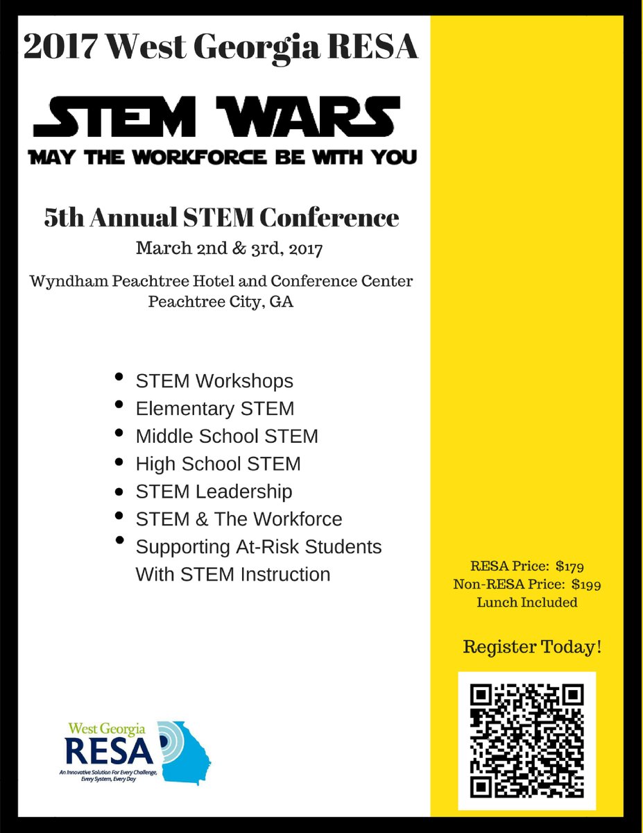 DrKTThompson's tweet photo. 2017 @WestGeorgiaRESA STEM Conference
Register Today! https://t.co/dHQM8y9lcr https://t.co/J3QdW4XcV7