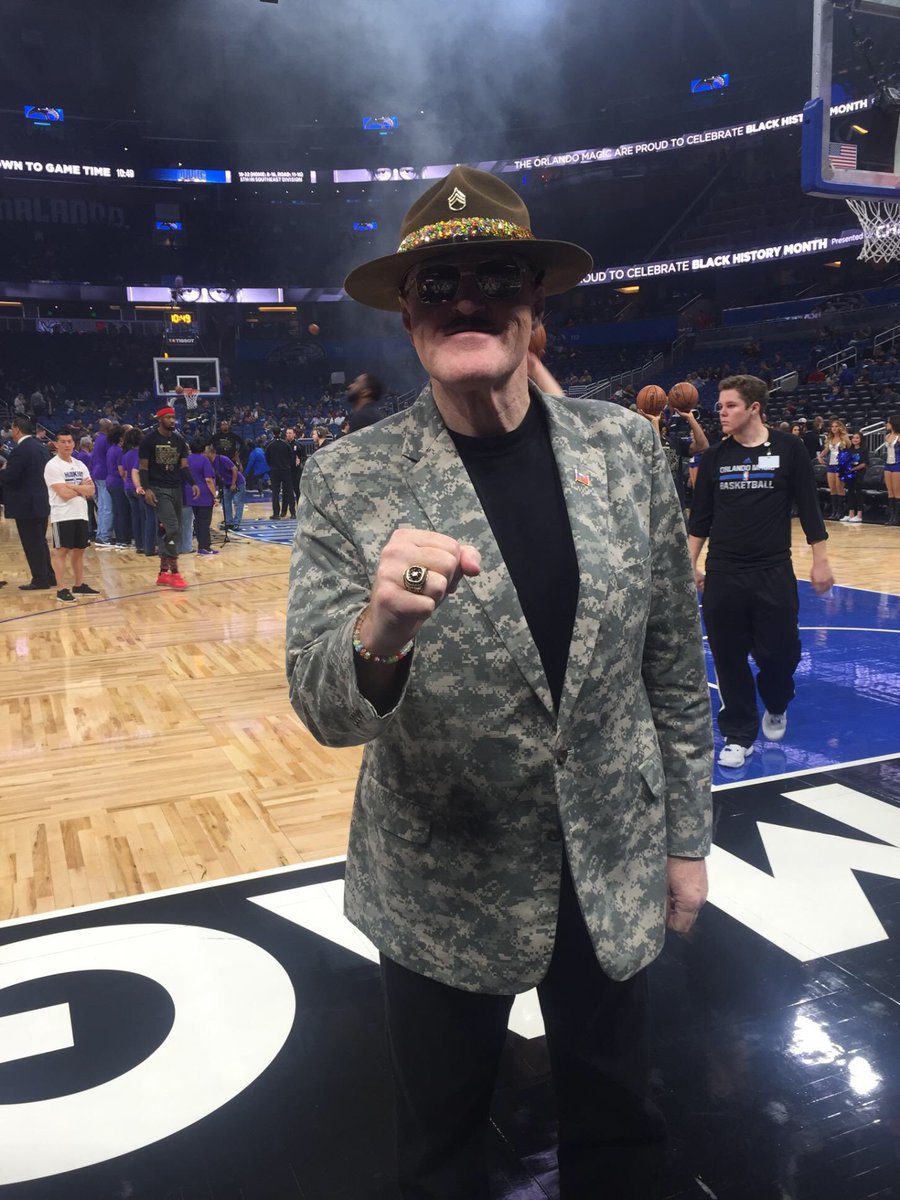 _SgtSlaughter's tweet photo. Attention @OrlandoMagic, thanks for a great time @AmwayCenter. See you at @WWE Hall of Fame and that's an order! https://t.co/Nc0eBHWLZf