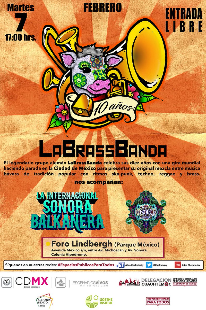 ¡Diez añotes cumple <a href="/La_Brass_Banda/">LaBrassBanda</a> y los celebraremos con ellos, <a href="/sonorabalkanera/">Sonora Balkanera</a> y <a href="/NoirManouche/">Noir Manouche</a>, el próximo martes en el #ParqueMéxico!