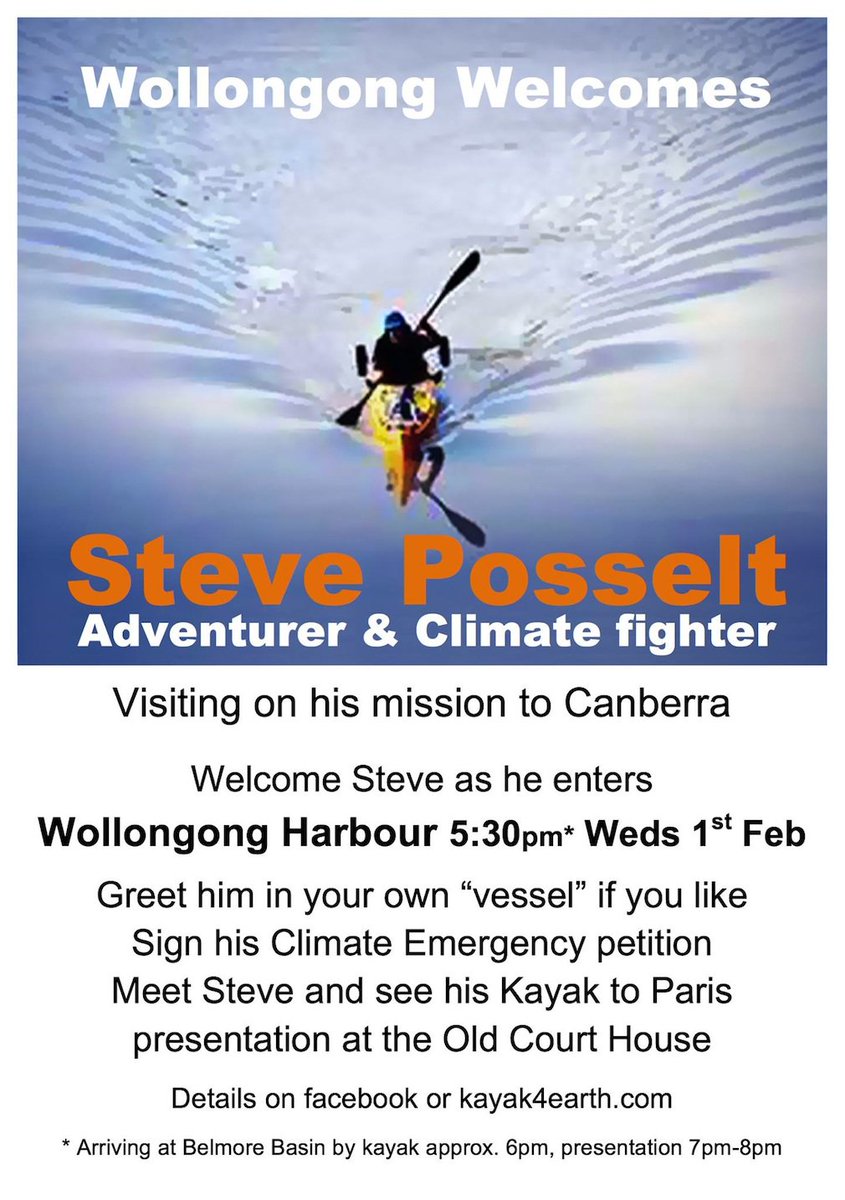 CloudsCreek's tweet photo. Wollongong welcomes marathon kayaker
https://t.co/16GsvFvJ3m 
Petition #ClimateEmergency #Kayak4Earth today #Nowra 
https://t.co/RWMMtTeLZ2 https://t.co/9kQfQil44K