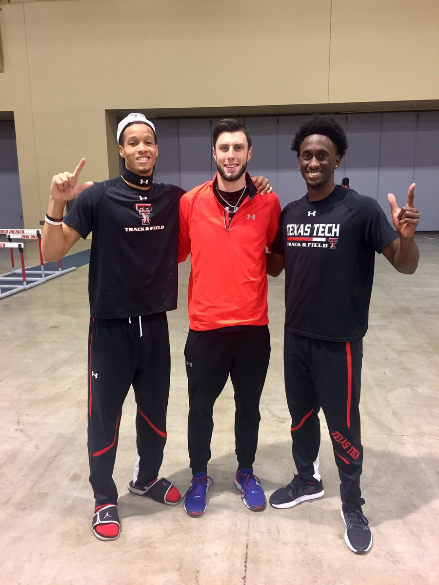 TexasTechTF's tweet photo. Tech high jumpers finish 1-2-3,5 led by Olympian, Adkins #WreckEm 
Adkins:2.26/7-5 
Culver:2.23/7-3.75
Brown:2.20/7-2.50 
Hall:2.05m/6-8.75 https://t.co/OvYdKSZsoq