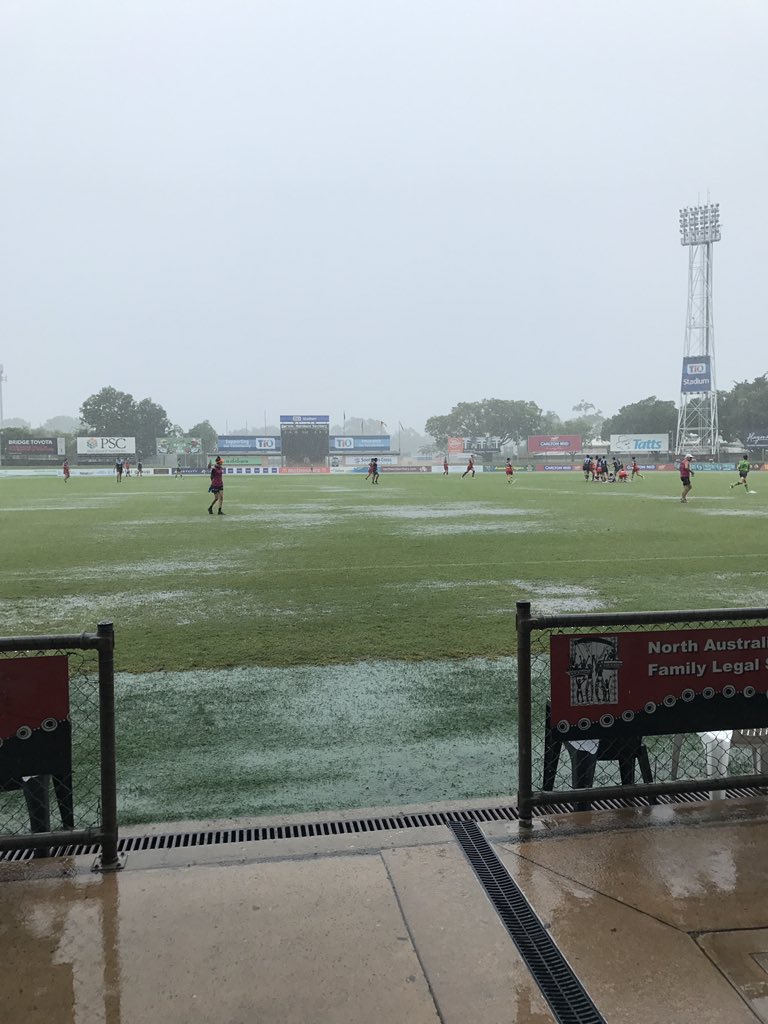 NTSAC's tweet photo. Wet weather football in the NTFL today https://t.co/qaqyk7ljnU