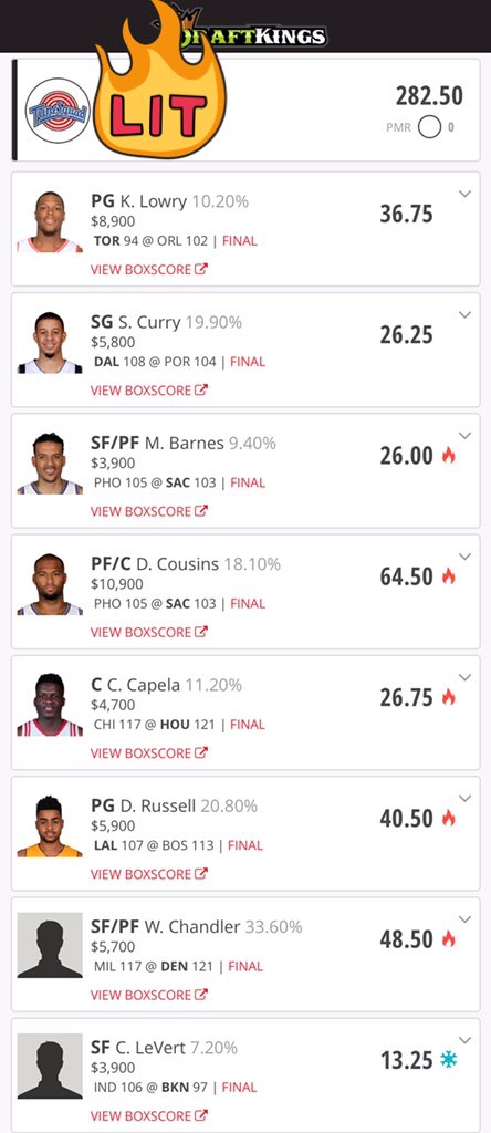 DFSeth's tweet image. NBA Draft Kings Cashes once again!