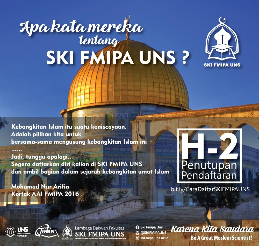 🚨H-0⃣2⃣ Penutupan OPREC🚨
📽 Apa kata mereka tentang SKI?
➖
(Mohamad Nur Arifin, Korfak AAI FMIPA 2016)

👉🏻 bit.ly/CaraDaftarSKIF…