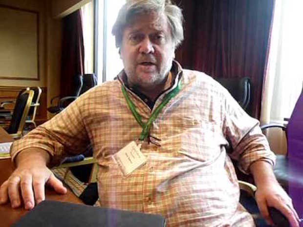 dancin_dumpling's tweet photo. Bannon lookin like the guy in sweats on Pervert Row at the booger bar #SteveBannon #thecountryneedsashower #gross https://t.co/oIiaAsjwLM