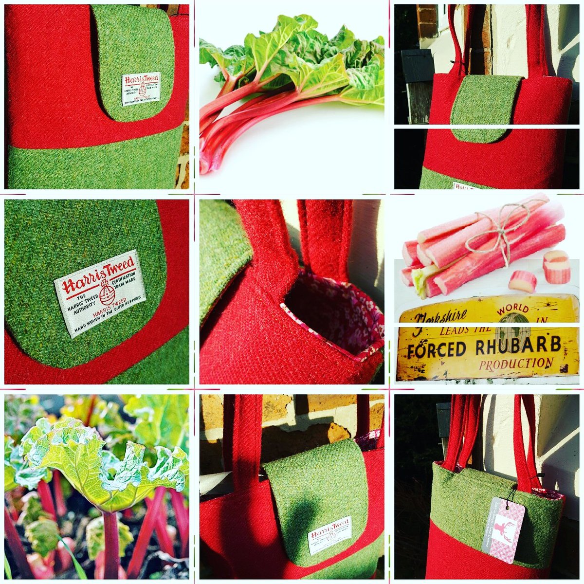 Ruby_Shoesday's tweet image. Rhubarb inspired Harris Tweed bags. Available from @Createdinyorks in the @ridingscentre #Wakefield #madeinyorkshire #rhubarb #rothwell
