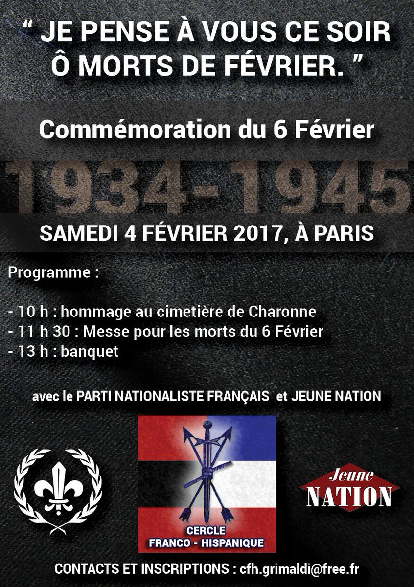 Hommage à Robert Brasillach, Maurice Bardèche et ceux du 6 février 1934
Présent, comme chaque année!
#HonneurEtFidélité