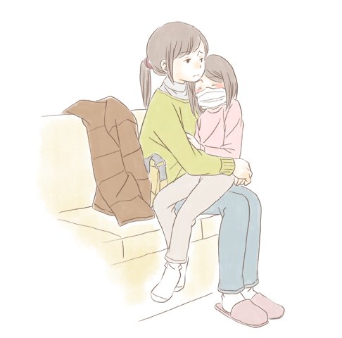 ヤマネアヤ お熱の時はちょっとだけ赤ちゃん抱っこ イラスト 1日1絵