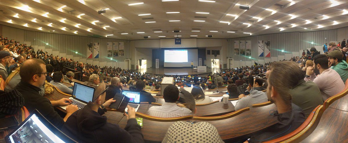 michelmurabito's tweet photo. 350 hours of content, 600+ speakers, 56 stands and 41 developer rooms, hack space and community corner... #FOSDEM WOW https://t.co/Mcx5AeiyI0