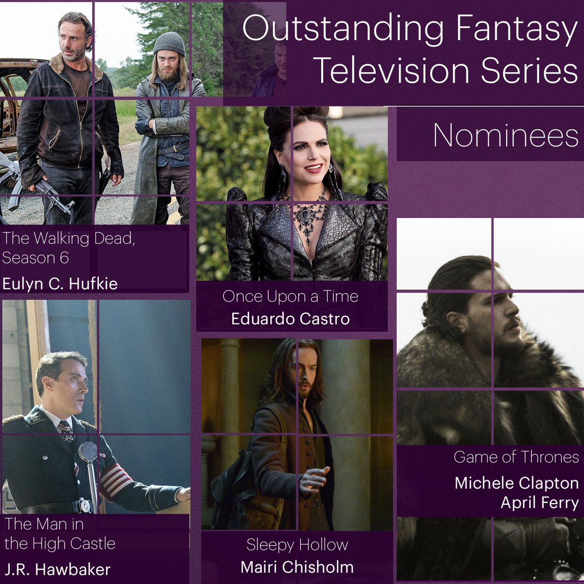 CostumeAwards's tweet photo. Are you ready for #CDGA19? Nominees for Fantasy Television #EduardoCastro #AprilFerry @EulynCHW #JRHawbaker @maiwyck #MicheleClapton https://t.co/CY2mVFv16M