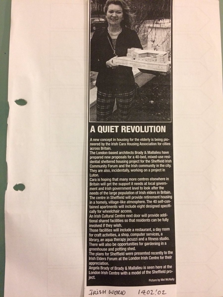 angelabradyRIBA's tweet photo. #FlashfromPast #archives 15 years ago promoting need for elderly housing Still needed now @irishworld @theirishpost https://t.co/5tkgW7kR8f