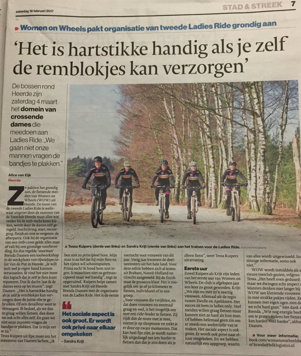 Brenda_Daanen's tweet photo. Met m'n hoofd op de voorpagina van de Stentor! 'Alles' voor het goede doel! #ladiesride #mtb #4maart # WOW-Heerde https://t.co/9MnePjpmUm