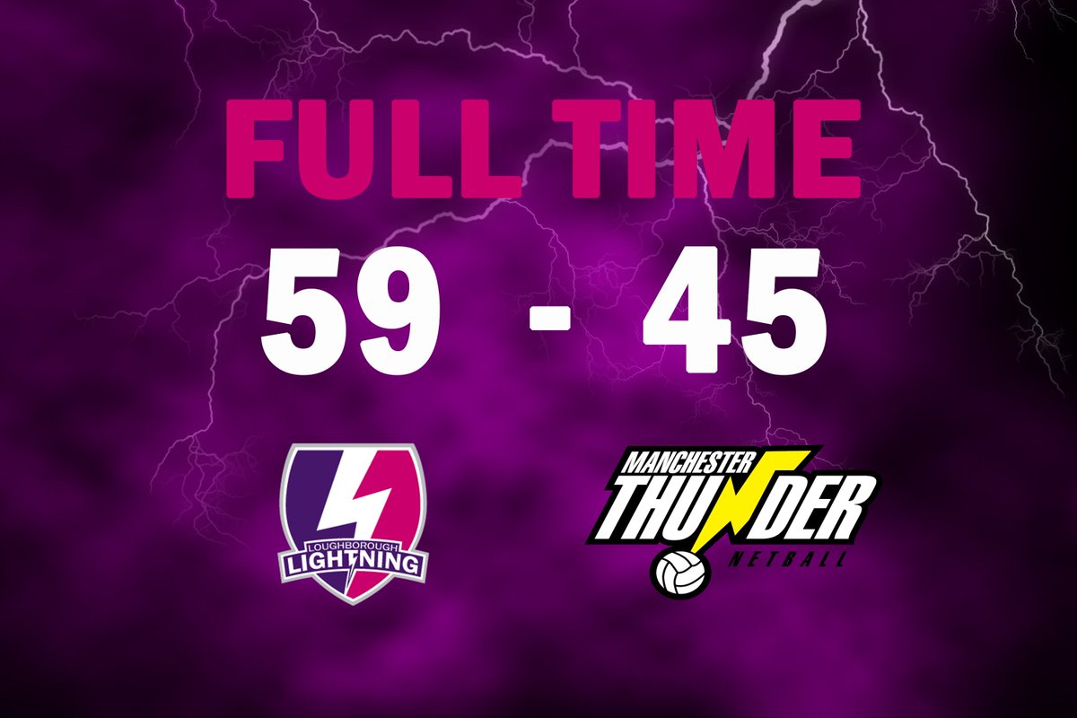 LboroLightning's tweet photo. FULL TIME: Lightning take the win over Thunder 59-45! #proud #winners #LightningStrikes #theglovesarecomingoff https://t.co/fdA2bqPgUV