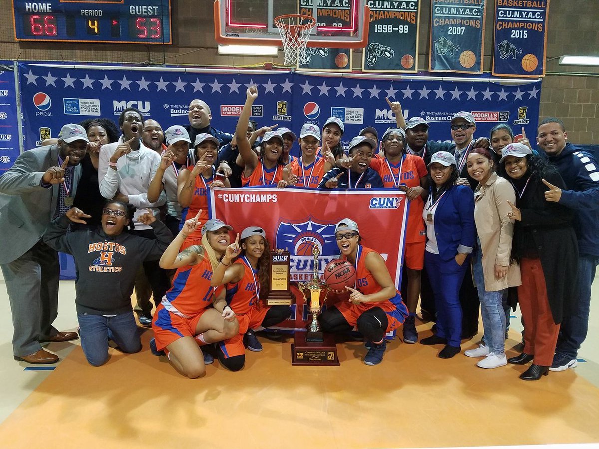 HostosCollege's tweet photo. ICYMI: The #Hostos women's team topped BMCC last night to capture the 2017 CUNYAC Championship!!! @cunynewswire @CUNYAC https://t.co/9w3Eh74U8N