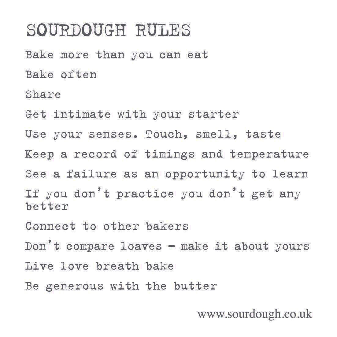 Sourdough rules by the <a href="/SourdoughSchool/">The Sourdough School</a>.  Have they left anything out?