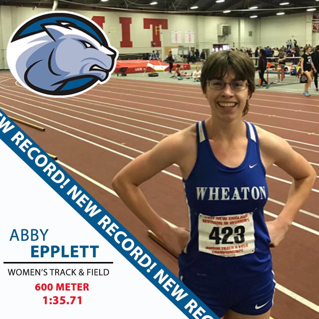 wheatonlyons's tweet image. What a New England D3 Champion looks like! Congrats to Abby Epplett on winning first place &amp;amp; breaking the 600m school record!! #LetsGoWheat