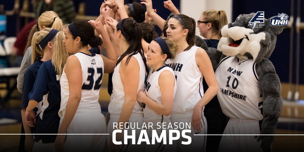 AmericaEast's tweet photo. Congrats to @UNHHoops on clinching their 1st outright women's #AEHoops regular season title in program history! https://t.co/1wzfy7GSf7