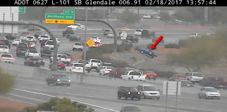 L-101 Agua Fria northbound past Glendale: Use caution as crews use the shoulder to respond to a crash in the ditch. #PhxTraffic