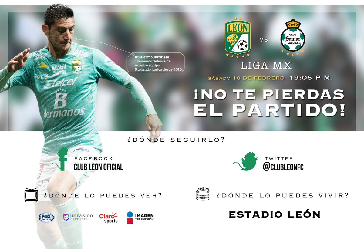 clubleonfc's tweet photo. ¿Dónde verás nuestro partido? Síguelo a través de nuestras redes sociales y por @FOXSports @ClaroSports @Univision e @ImagenTVMex #RugeLeón https://t.co/gaTJm88qBO