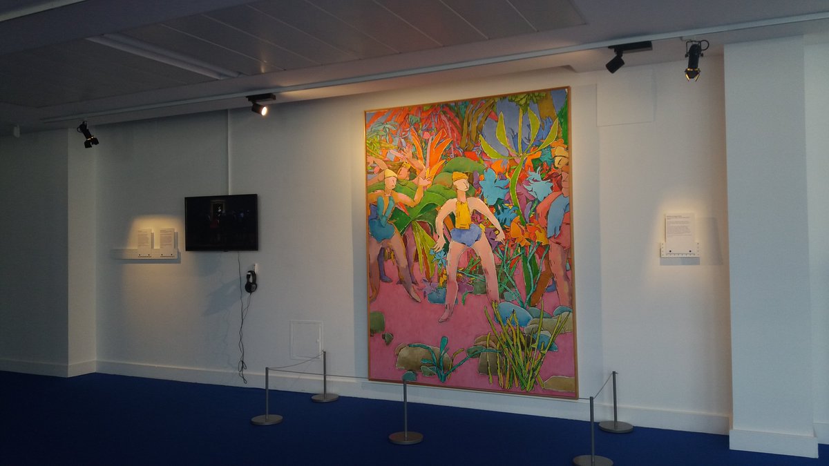 CindyXinyiYe's tweet photo. Meeting on Gauguin's Beach is a painting by Harold Cohen and a computer programme Aaron before any deep learning was created. #CollapseLab https://t.co/mDTT2elIoX