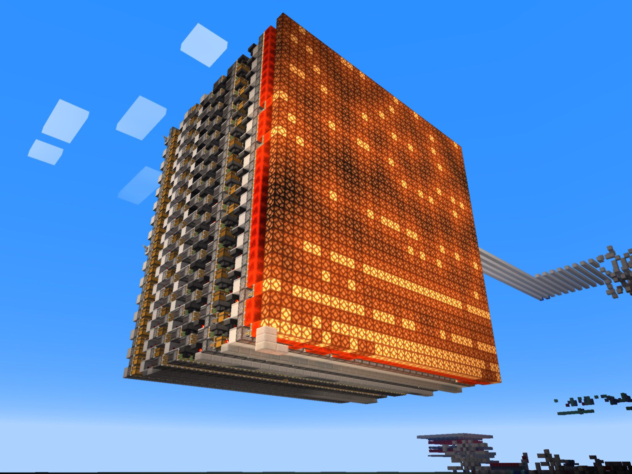 あかげふ Minecraft Peで最高画質のディスプレイ作りました 隙間なく点灯出来ます ただしクソ重い笑 Pcだと楽にオブザーバーでできるみたいですね マイクラで画期的な案無いかな 入力はシフトレジスタです Xor挟むので 二進数を入力するとグレイコード