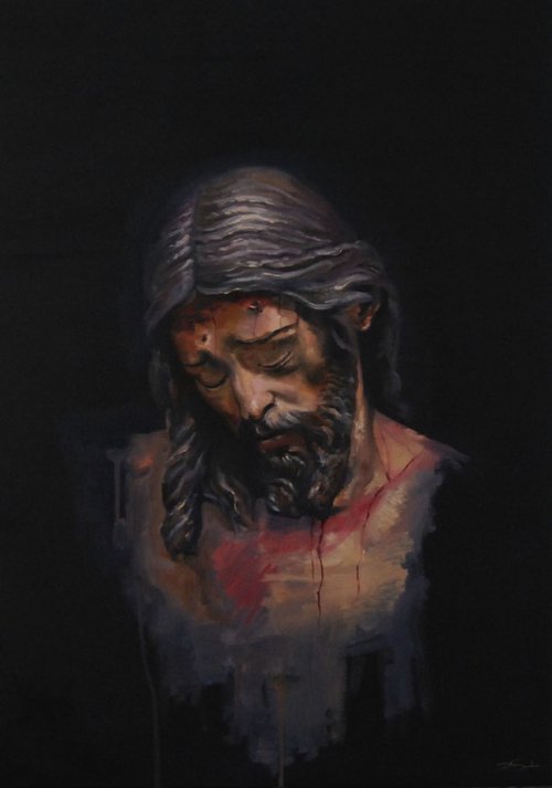 DiegoSchez's tweet photo. Cristo de la Buena Muerte, Sevilla. Óleo sobre lienzo. 50cm x 70cm. Colección particular. https://t.co/a2RoRk7u16