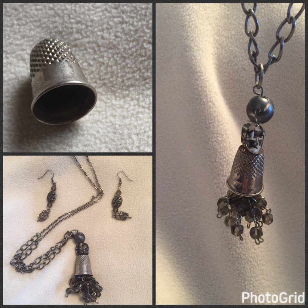 Jeesmiff45's tweet photo. #Repurpos'e#HandCraft'd#SteamPunk#ACMoore'sCrafts#HobbyLobby repurposed thimble n 2 necklace https://t.co/ohOPMnNGmk