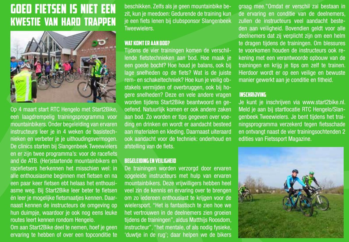 Artikel uit de laatste editie van de Roerpen Slangenbeek. #RTCHengelo #start2bike <a href="/SB2wielers/">slangenbeek2wielers</a>