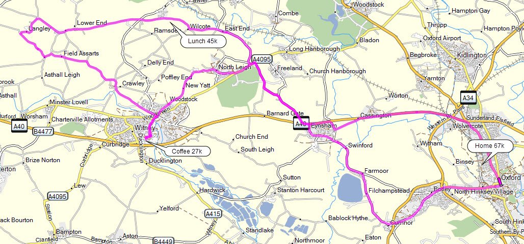 Route for Sunday 19 Feb. The Coffee Shed in Witney – a new coffee venue.Then to Freeland for lunch oxfordcycling.uk/rides-and-even…