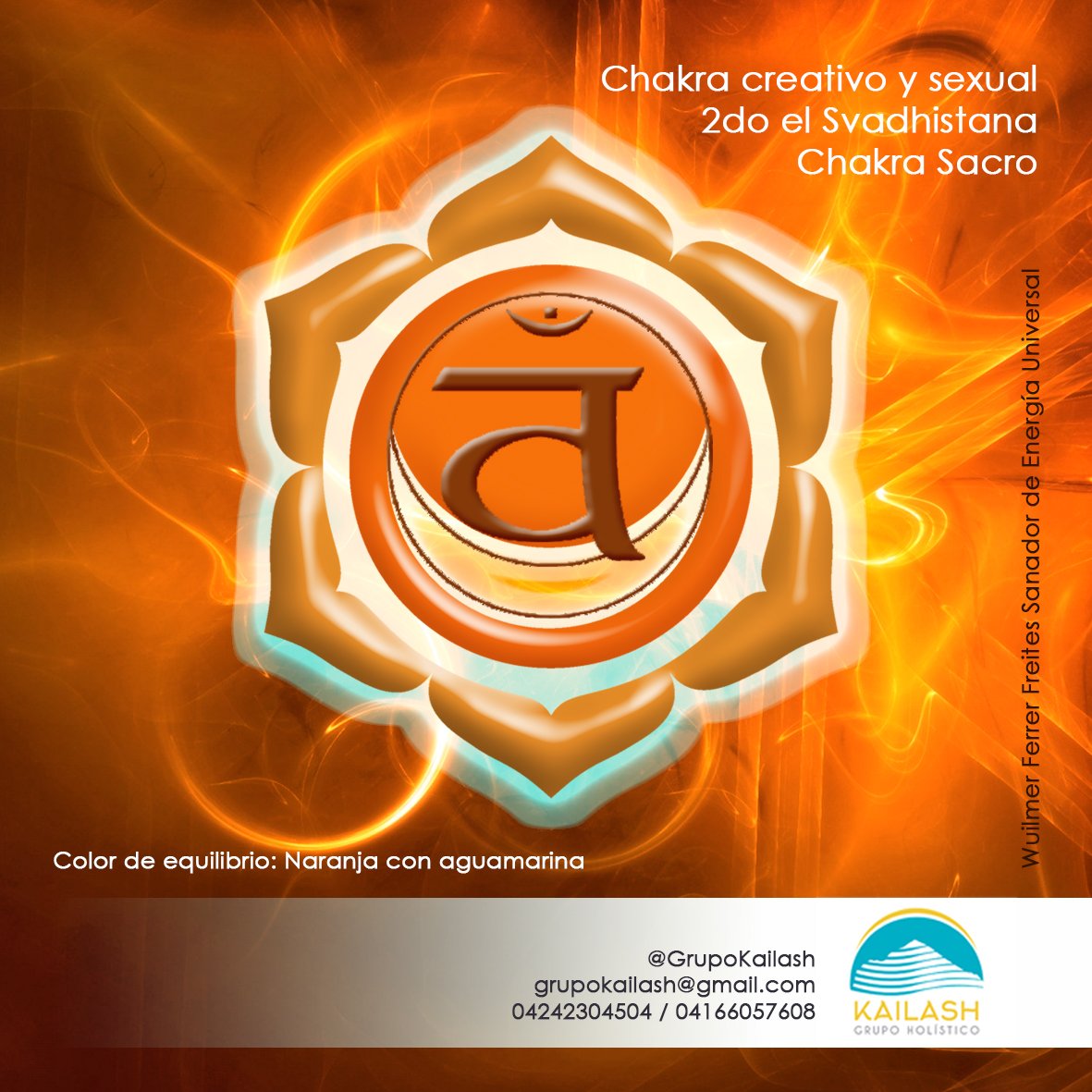 GrupoKailash's tweet photo. #Chakra2 #ChakraCreativoSexual #Svadhistana se encuentra a la altura de la pelvis. 2do chakra color naranja, equilibra con azul #sexo #idea https://t.co/zom0UCo7O7
