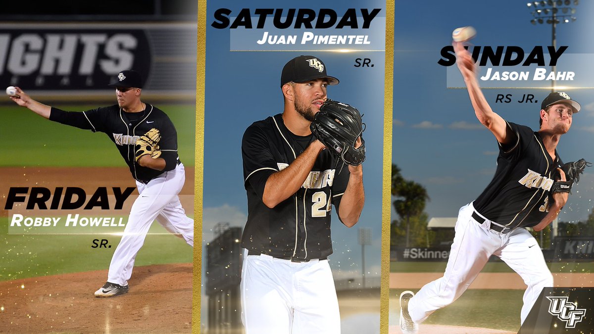 UCF_Baseball's tweet photo. Here's the rotation for the weekend &amp; all the info you need for 🆓 #OpeningKnight 👉 https://t.co/rtrVY5g308 https://t.co/ChdgzK1aZd