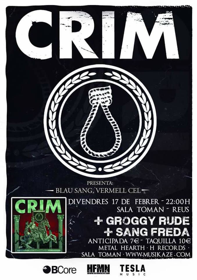 El grup tarragoní #CRIM presenta aquesta nit a partir de les 22h el seu nou disc "Blau Sang, Vermell Cel" a la <a href="/SalaToman/">SALA TOMAN MUSIC</a>. #Reus