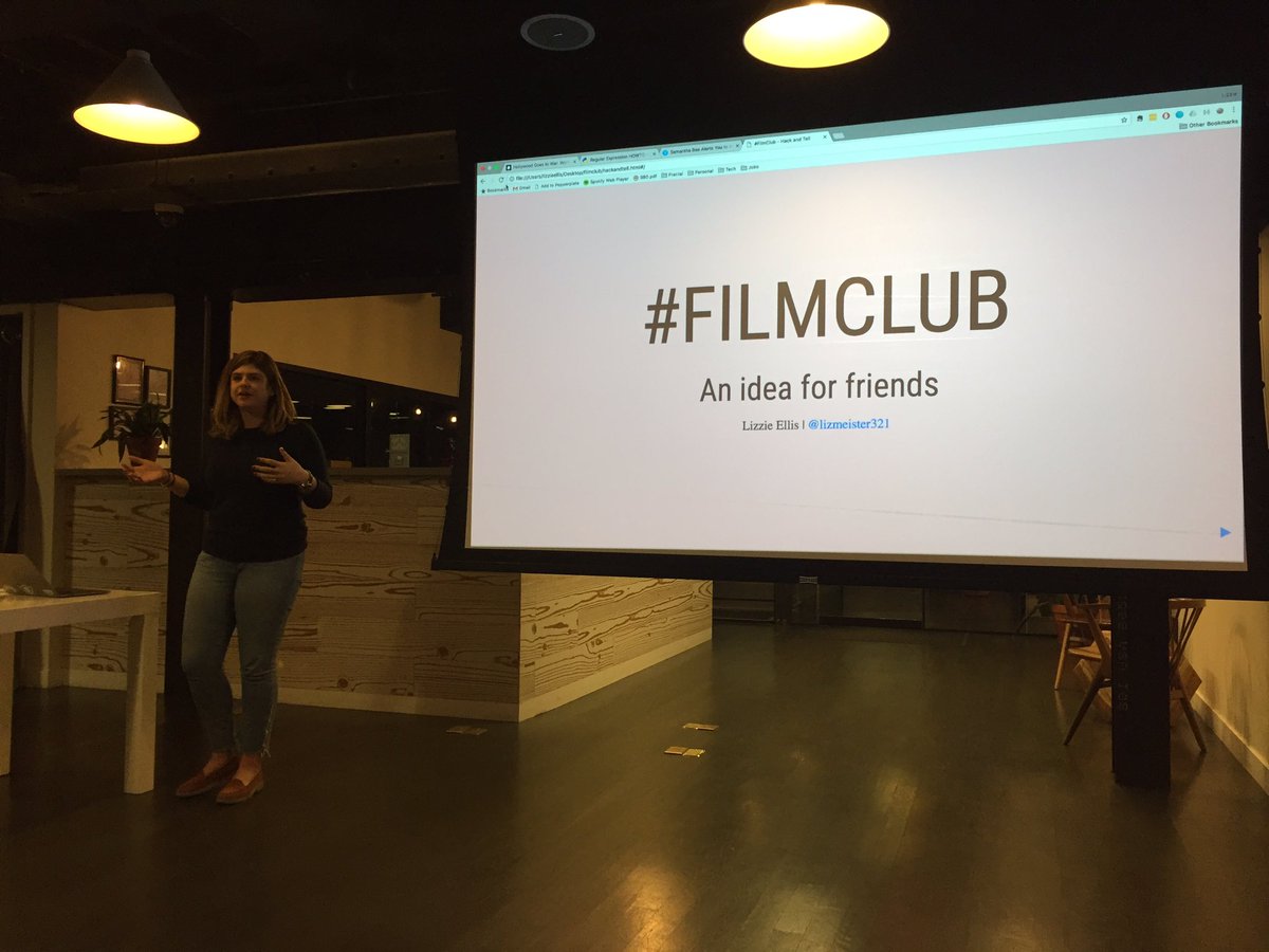 DCHackAndTell's tweet photo. #FilmClub from @lizmeister321 at #hackandtell! https://t.co/bdOJ14fan2