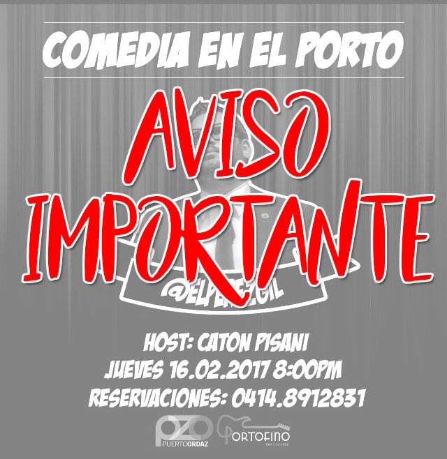 Sin embargo, hoy hay comedia en el Porto con nuestro host  <a href="/catonpisani/">Catón Pisani</a> y @carlos_ilusionista.