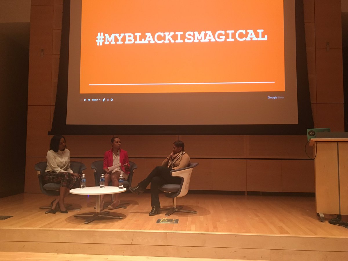 Tonight we're happy to welcome Audrey Irvine and Sadé Muhammad for our Black Girl Magic panel! #MyBlackIsMagical