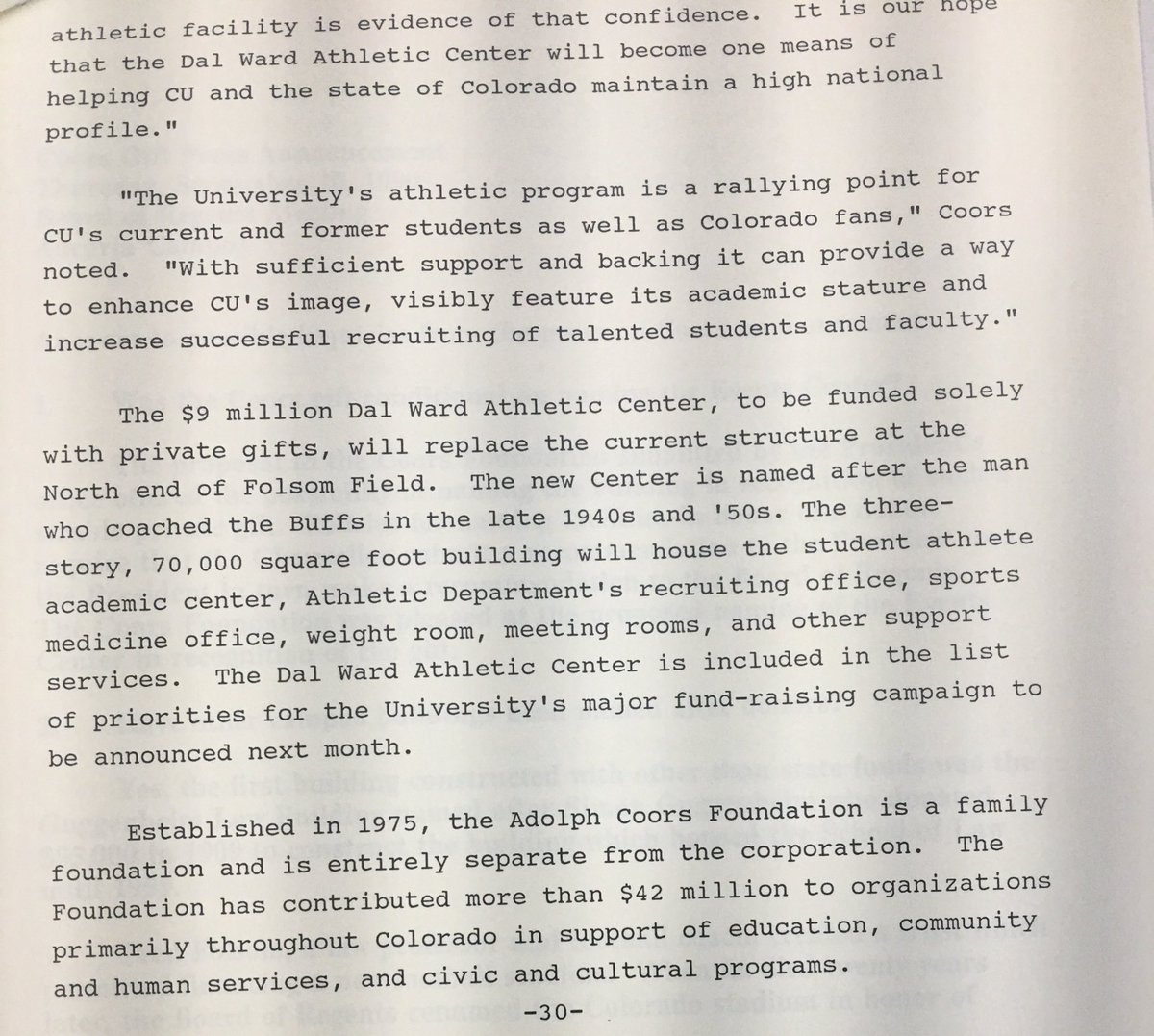 DYK the <a href="/CoorsEC/">CU Events Center</a> is named in honor of a donation from the Coors Foundation to help build Dal Ward? Regents press release from 1990: