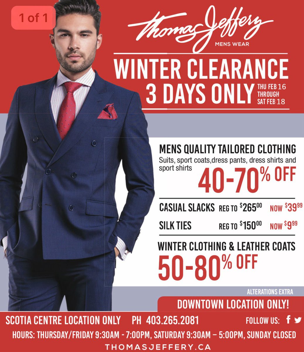 thomasjefferymw's tweet photo. 3 Day Winter Blowout ! Now thru Saturday Downtown / Scotia Centre only https://t.co/1IxL3HRbVg