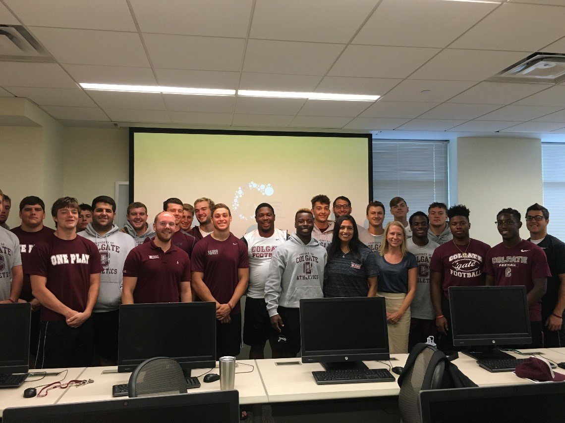 colgateuniv's tweet photo. Counselors present all over campus to various departments…including athletics. #ColgateFB https://t.co/JUaE9UmaSg