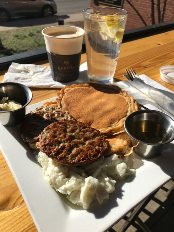 CoachKyna's tweet photo. Why @FrothyMonkey all the time? Because this, that's why. #breakfastforlunch and only $11.00. #EnjoyLifeMoore! https://t.co/Ekxr9V8q4d