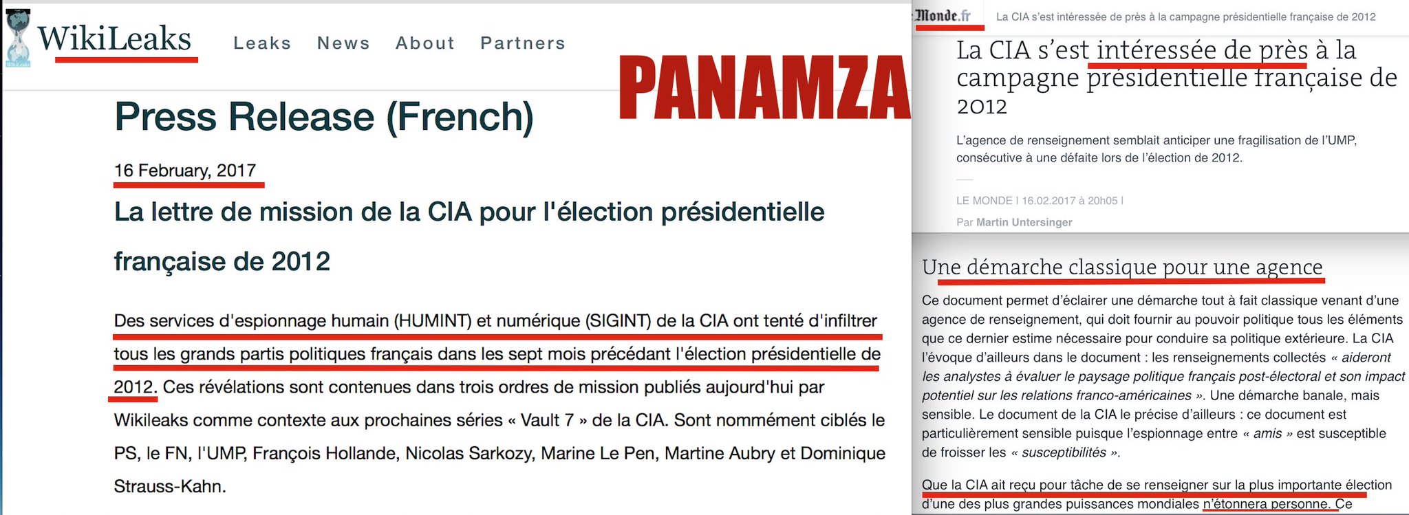 Wikileaks expose l'espionnage de la France par la CIA : Le Monde tente d'étouffer le scandale
