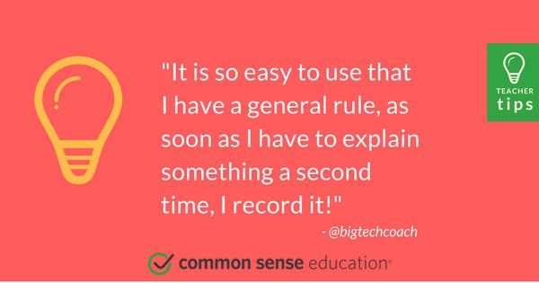 CommonSenseEd's tweet photo. .@bigtechcoach shares his #lightbulbmoment using Screencastify: https://t.co/B0nghmn4Io https://t.co/Db583lduil
