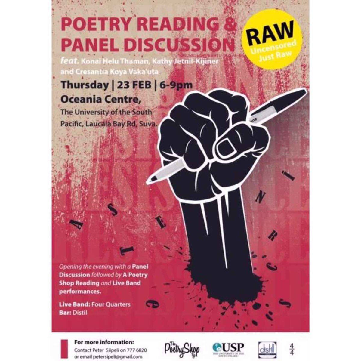 sarikafj's tweet photo. In Suva. Performing live. Next Thursday! @kathykijiner can't wait! 😊 #spokenword #poet #climatechange https://t.co/LB4bryMVGz