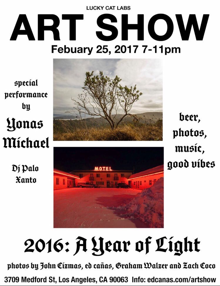 PaloXanto's tweet photo. #LA heads ⚡Come to 2016: A Year of Light 2/25. #Art x @edcanasphoto @GrahamWalzer @johncizmas @zachcoco 🔊 @hiyonasmichael @paloxantosound https://t.co/ppkSOzvMzT