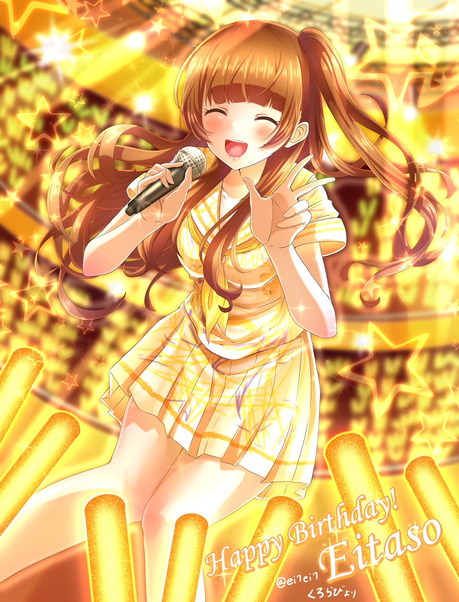 ei7ei7's tweet photo. えいちゃんーーーお誕生日おめでとうーーーー！！！(*´∀`*)イラスト遅れてごめんなさいー！！！

今年は生誕で会えないけどずっと応援していますよっ(*´˘`*)(イラストはソシャゲのカード風)

#えい生誕2017 
#えい生誕イラスト2017 
#でんぱイラ https://t.co/VQhI92NzgJ