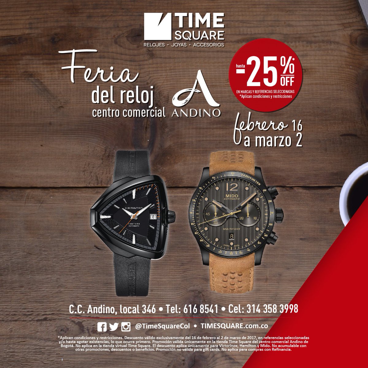 TimeSquareCol's tweet photo. Desde hoy y hasta el 2 de marzo podrás aprovechar del descuento en nuestra tienda #TimeSquareCol de @Centro_Andino (Marcas seleccionadas) https://t.co/ZUOISPAwxB