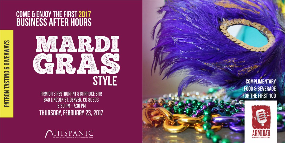HispanicDenver's tweet image. Business After Hours @ArmidasKaraoke. Join us for Patron tastings and door giveaways! Complimentary drink and food eventbrite.com/e/february-bus…