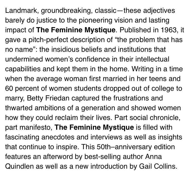 AllAboutJMo's tweet photo. 'The Feminine Mystique' by @BettyFriedan_ is @jenmorrisonlive book of the week #JenniferMorrison #JMoBookOfTheWeek https://t.co/3tXBRojYvm