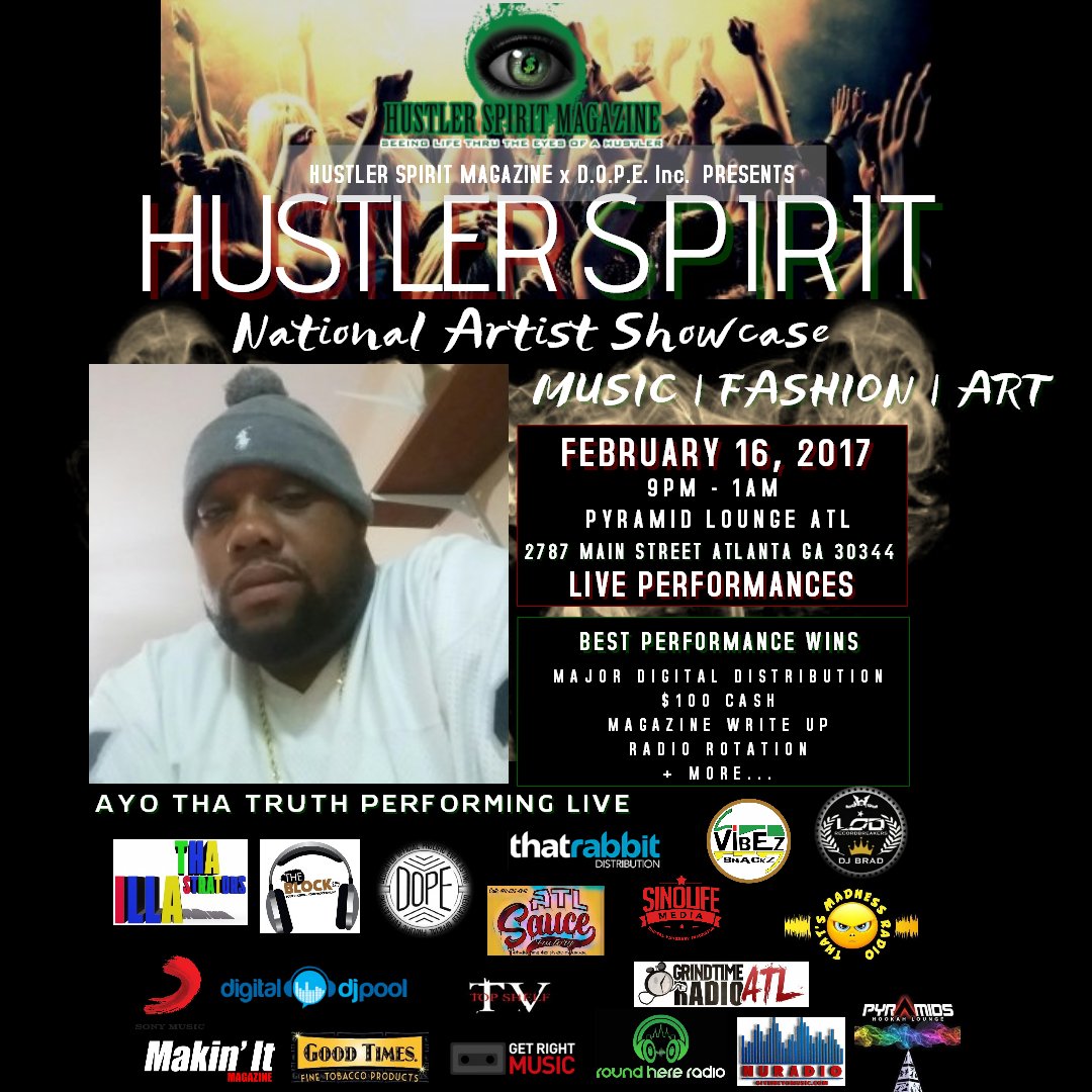 Tonight it goes down!!!
EVENT: 2/16/2017 HUSTLER SPIRIT NATL. ARTISTS SHOWCASE
eventbrite.com/e/hustler-spir…
Register now!
