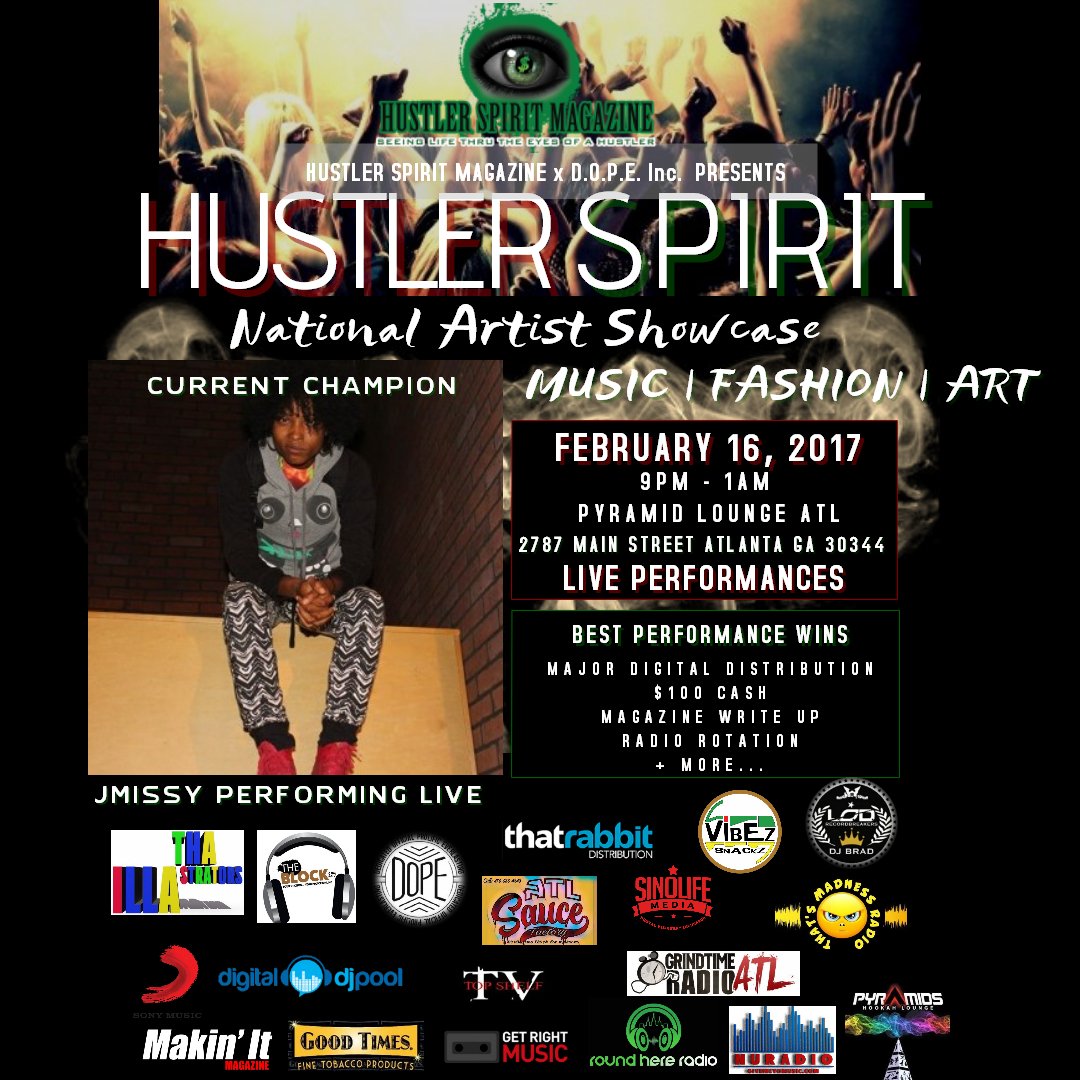 Tonight it goes down!!!
EVENT: 2/16/2017 HUSTLER SPIRIT NATL. ARTISTS SHOWCASE
eventbrite.com/e/hustler-spir…
Register now!